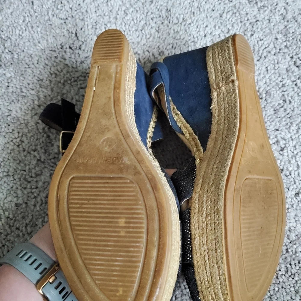 Minelli Navy Espadrille Wedge Sandals Made In Spain